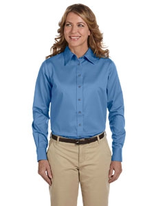 Harriton M500W Ladies&#39; Easy Blend Long-Sleeve Twill Shirt with Stain-Release