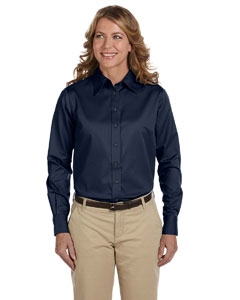 Harriton M500W Ladies&#39; Easy Blend Long-Sleeve Twill Shirt with Stain-Release