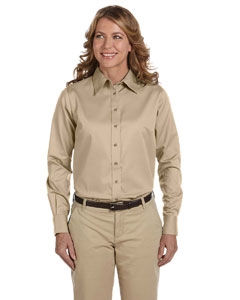 Harriton M500W Ladies&#39; Easy Blend Long-Sleeve Twill Shirt with Stain-Release