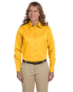 Harriton M500W Ladies&#39; Easy Blend Long-Sleeve Twill Shirt with Stain-Release