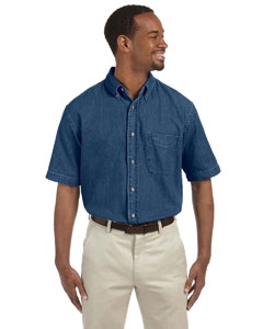 Harriton M550S Men&#39;s 6.5 oz. Short-Sleeve Denim Shirt