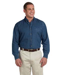 Harriton M550T Men&#39;s Tall Short-Sleeve Denim Shirt