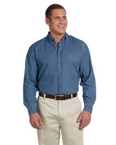 Harriton M550T Men&#39;s Tall Short-Sleeve Denim Shirt