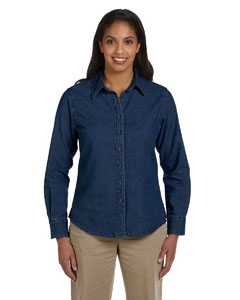 Harriton M550W Ladies&#39; 6.5 oz. Long-Sleeve Denim Shirt