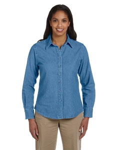 Harriton M550W Ladies&#39; 6.5 oz. Long-Sleeve Denim Shirt