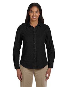 Harriton M550W Ladies&#39; 6.5 oz. Long-Sleeve Denim Shirt