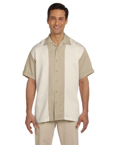 Harriton M575 Men&#39;s Two-Tone Bahama Cord Camp Shirt