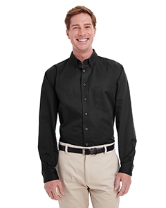 Harriton M581T Men&#39;s  Tall Foundation 100% Cotton Long-Sleeve Twill Shirt with Teflon