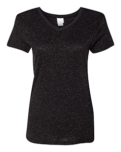 J America JA8136 Ladies&#39; Glitter V-Neck T-Shirt