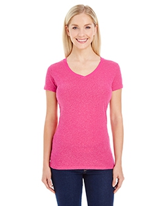 J America JA8136 Ladies&#39; Glitter V-Neck T-Shirt