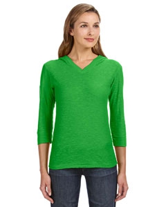 J America JA8153 Ladies&#39; 3/4-Sleeve Hooded Slub T-Shirt