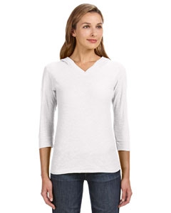 J America JA8153 Ladies&#39; 3/4-Sleeve Hooded Slub T-Shirt