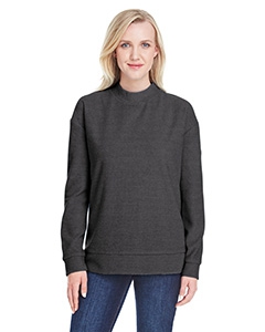 J America JA8428 Ladies&#39; Weekend French Terry Mock Neck Crew