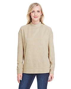 J America JA8428 Ladies&#39; Weekend French Terry Mock Neck Crew