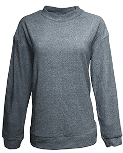 J America JA8428 Ladies&#39; Weekend French Terry Mock Neck Crew