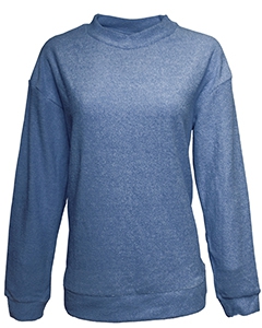 J America JA8428 Ladies&#39; Weekend French Terry Mock Neck Crew