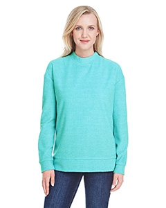 J America JA8428 Ladies&#39; Weekend French Terry Mock Neck Crew