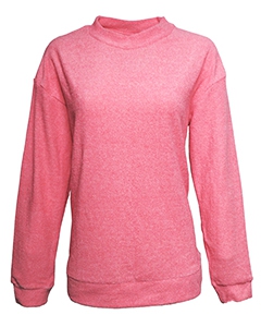 J America JA8428 Ladies&#39; Weekend French Terry Mock Neck Crew