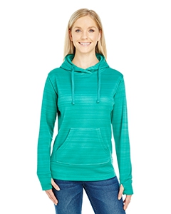 J America JA8662 Ladies&#39; Odyssey Striped Poly Fleece Lapover Hood