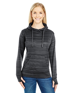 J America JA8662 Ladies&#39; Odyssey Striped Poly Fleece Lapover Hood