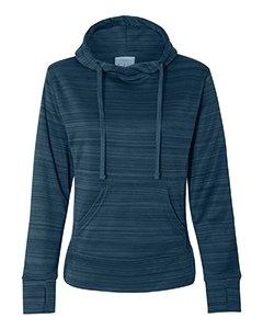 J America JA8662 Ladies&#39; Odyssey Striped Poly Fleece Lapover Hood