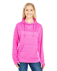 J America JA8662 Ladies&#39; Odyssey Striped Poly Fleece Lapover Hood