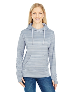 J America JA8662 Ladies&#39; Odyssey Striped Poly Fleece Lapover Hood