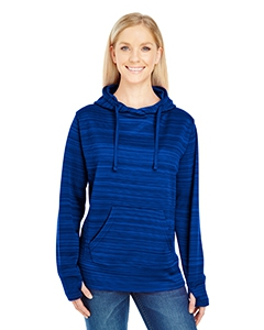 J America JA8662 Ladies&#39; Odyssey Striped Poly Fleece Lapover Hood