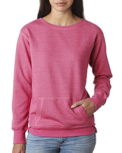 J America JA8867 Ladies&#39; Glitter French Terry Crew