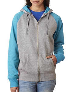 J America JA8868 Ladies&#39; Glitter French Terry Contrast Full-Zip Hood