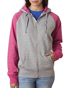 J America JA8868 Ladies&#39; Glitter French Terry Contrast Full-Zip Hood