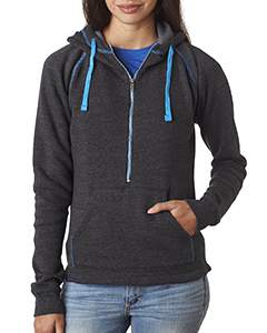 J America JA8876 Ladies&#39; Triblend Half-Zip Fleece Hood