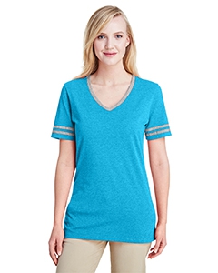 Jerzees 602WVR Ladies&#39; 4.5 oz. TRI-BLEND Varsity V-Neck T-Shirt