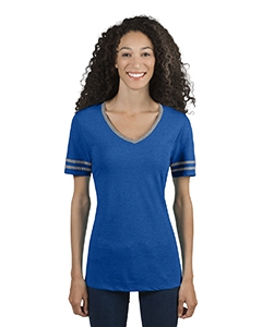 Jerzees 602WVR Ladies&#39; 4.5 oz. TRI-BLEND Varsity V-Neck T-Shirt