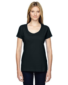 LAT 3504 Ladies&#39; Fine Jersey Deep Scoop Neck Longer Length T-Shirt