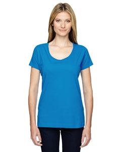 LAT 3504 Ladies&#39; Fine Jersey Deep Scoop Neck Longer Length T-Shirt