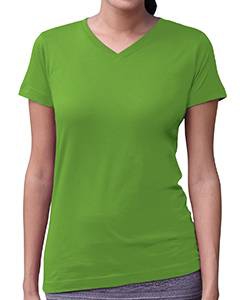 LAT 3507 Ladies&#39; Fine Jersey V-Neck Longer Length T-Shirt