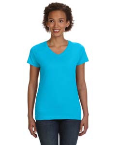 LAT 3507 Ladies&#39; Fine Jersey V-Neck Longer Length T-Shirt