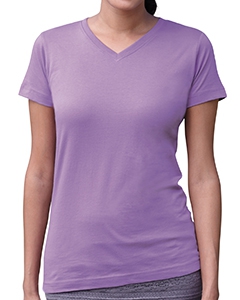 LAT 3507 Ladies&#39; Fine Jersey V-Neck Longer Length T-Shirt