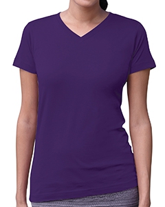 LAT 3507 Ladies&#39; Fine Jersey V-Neck Longer Length T-Shirt