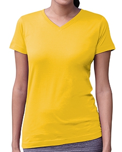 LAT 3507 Ladies&#39; Fine Jersey V-Neck Longer Length T-Shirt