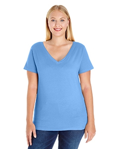 LAT 3807 Ladies&#39; Curvy V-Neck Premium Jersey T-Shirt - CAROLINA BLUE