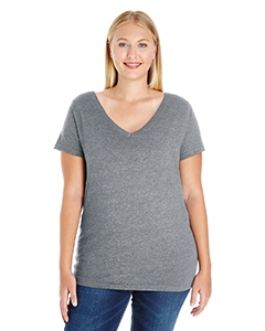 LAT 3807 Ladies&#39; Curvy V-Neck Premium Jersey T-Shirt - GRANITE HEATHER