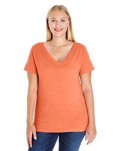 LAT 3807 Ladies&#39; Curvy V-Neck Premium Jersey T-Shirt - PAPAYA