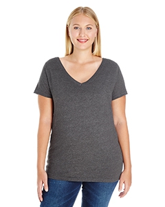 LAT 3807 Ladies&#39; Curvy V-Neck Premium Jersey T-Shirt - SMOKE