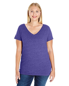 LAT 3807 Ladies&#39; Curvy V-Neck Premium Jersey T-Shirt - VINTAGE PURPLE