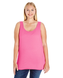 LAT 3821 Ladies&#39; Curvy Premium Jersey Tank - HOT PINK