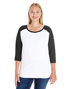 LAT 3830 Ladies&#39; Curvy Baseball Premium Jersey T-Shirt - WHITE/ BLACK