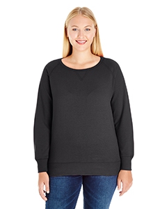 LAT 3862 Ladies&#39; Curvy Slouchy French Terry Pullover - BLACK