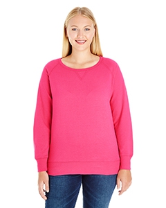 LAT 3862 Ladies&#39; Curvy Slouchy French Terry Pullover - HOT PINK